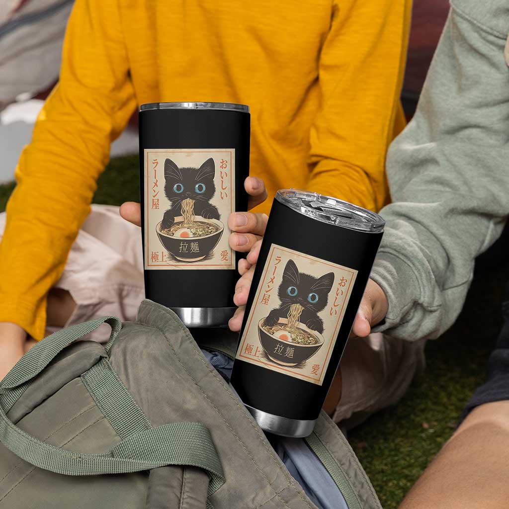 Vintage Kawaii Cat Ramen Graphic Tumbler Cup Retro Japanese Anime Inspo - Wonder Print Shop