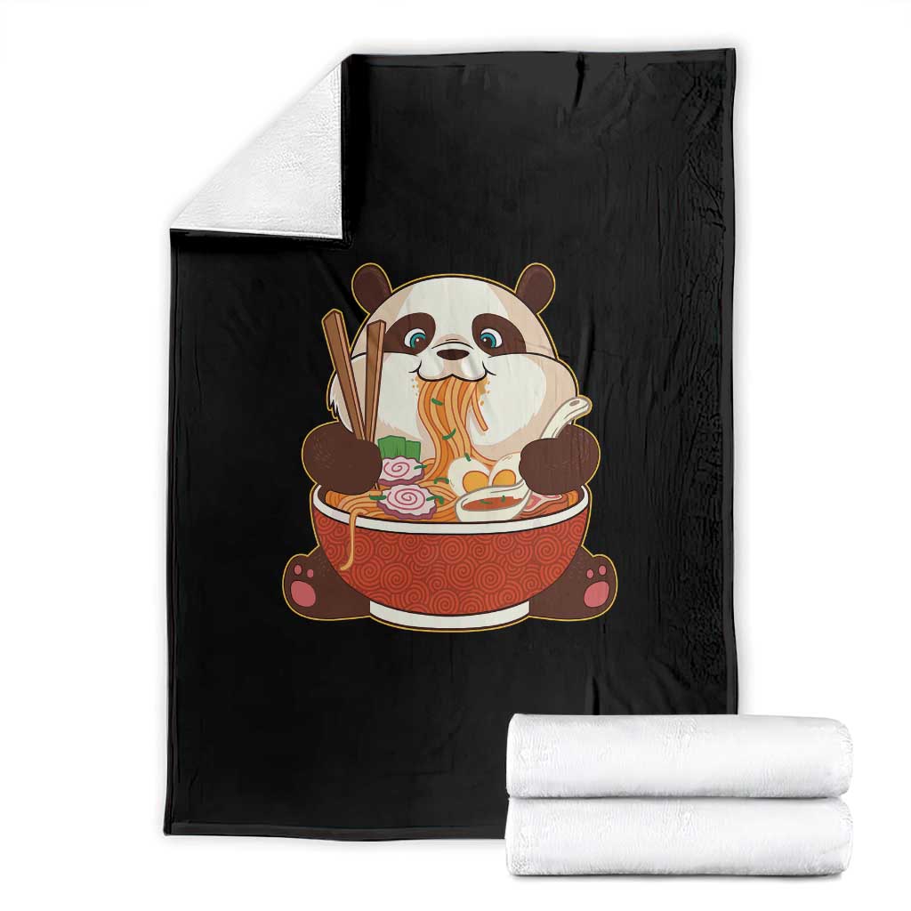 Kawaii Panda Eating Ramen Graphic Throw Blanket Otaku Japanese Noodle Cute Anime Lover - Wonder Print Shop
