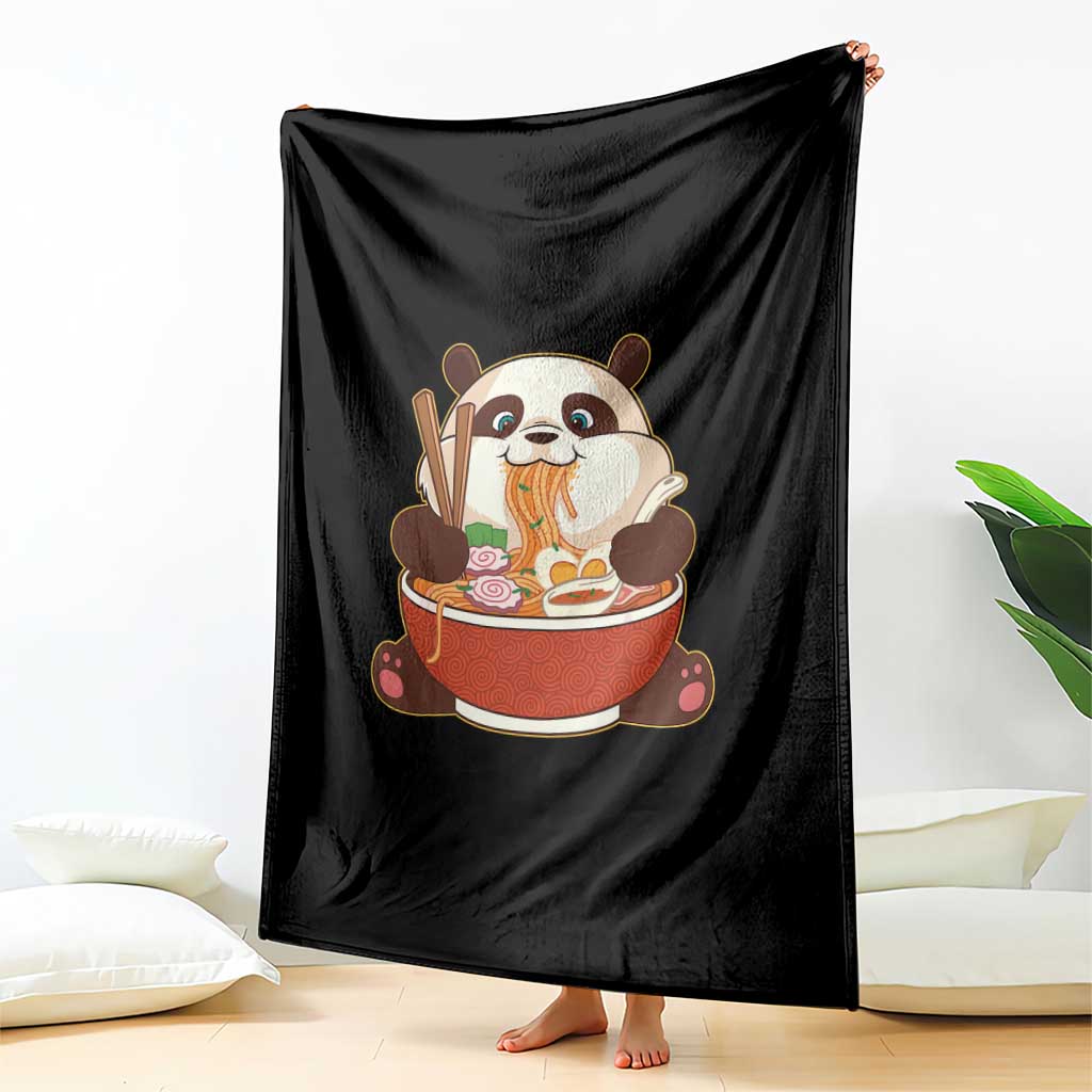 Kawaii Panda Eating Ramen Graphic Throw Blanket Otaku Japanese Noodle Cute Anime Lover - Wonder Print Shop