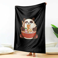 Kawaii Panda Eating Ramen Graphic Throw Blanket Otaku Japanese Noodle Cute Anime Lover - Wonder Print Shop