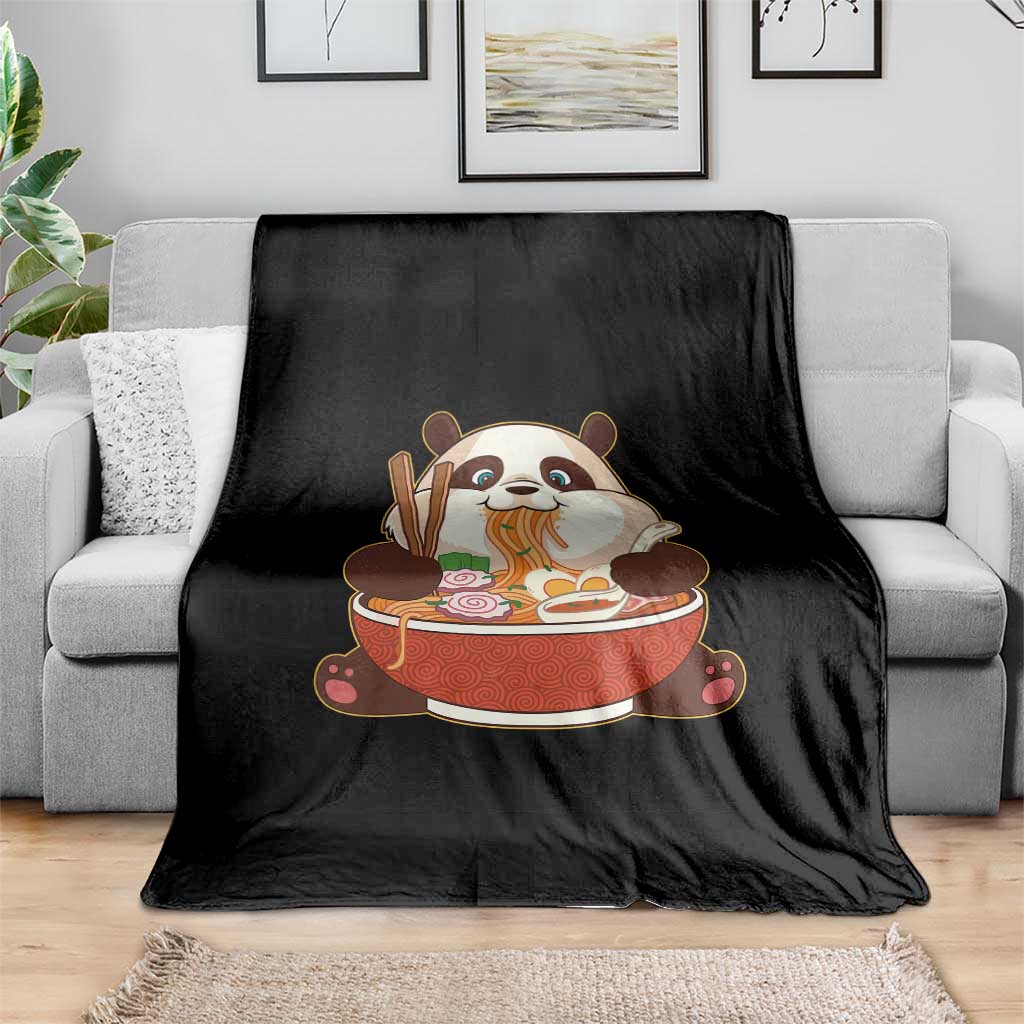 Kawaii Panda Eating Ramen Graphic Throw Blanket Otaku Japanese Noodle Cute Anime Lover - Wonder Print Shop