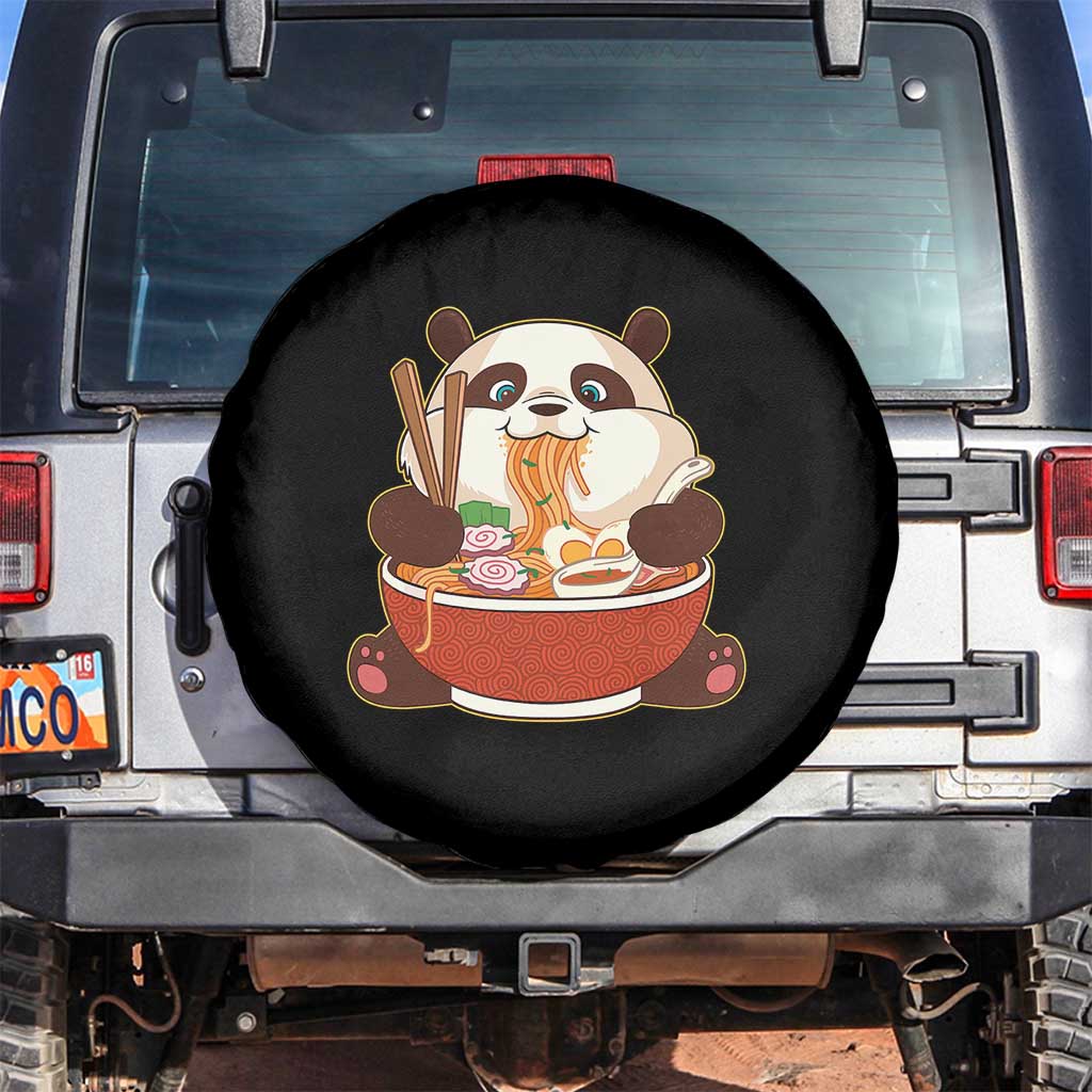 Kawaii Panda Eating Ramen Graphic Spare Tire Cover Otaku Japanese Noodle Cute Anime Lover - Wonder Print Shop