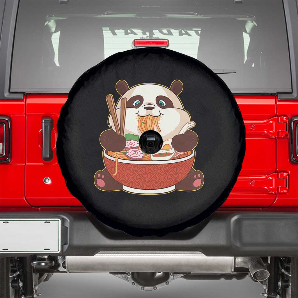 Kawaii Panda Eating Ramen Graphic Spare Tire Cover Otaku Japanese Noodle Cute Anime Lover - Wonder Print Shop