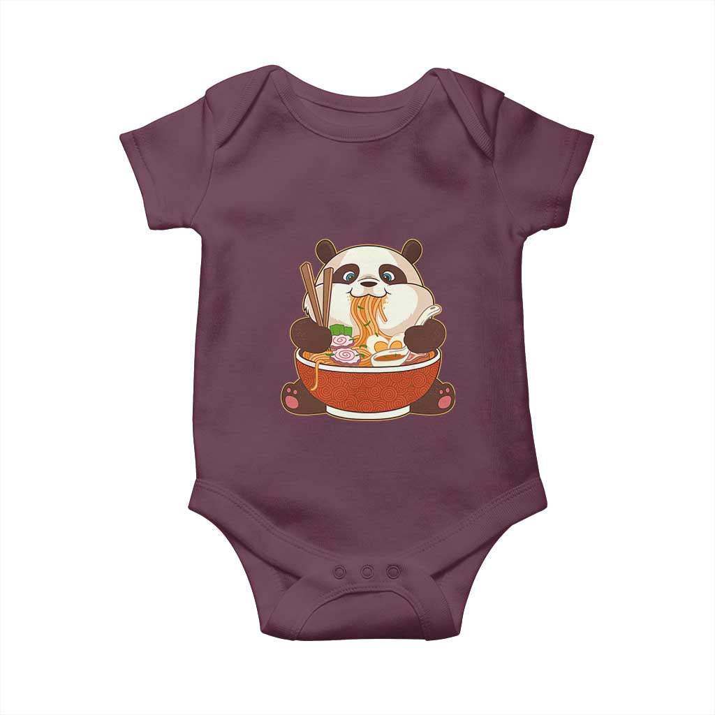 Kawaii Panda Eating Ramen Graphic Baby Onesie Otaku Japanese Noodle Cute Anime Lover - Wonder Print Shop