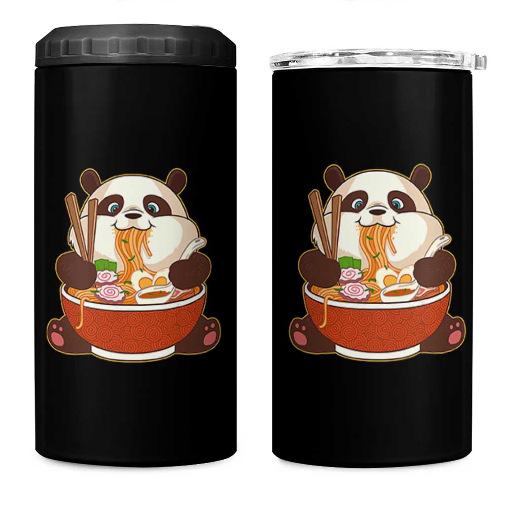 Kawaii Panda Eating Ramen Graphic 4 in 1 Can Cooler Tumbler Otaku Japanese Noodle Cute Anime Lover - Wonder Print Shop