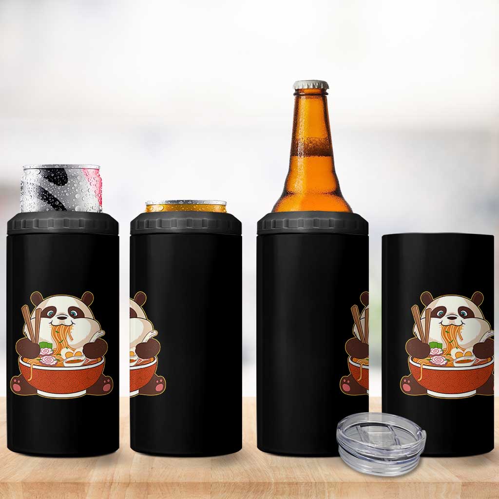 Kawaii Panda Eating Ramen Graphic 4 in 1 Can Cooler Tumbler Otaku Japanese Noodle Cute Anime Lover - Wonder Print Shop
