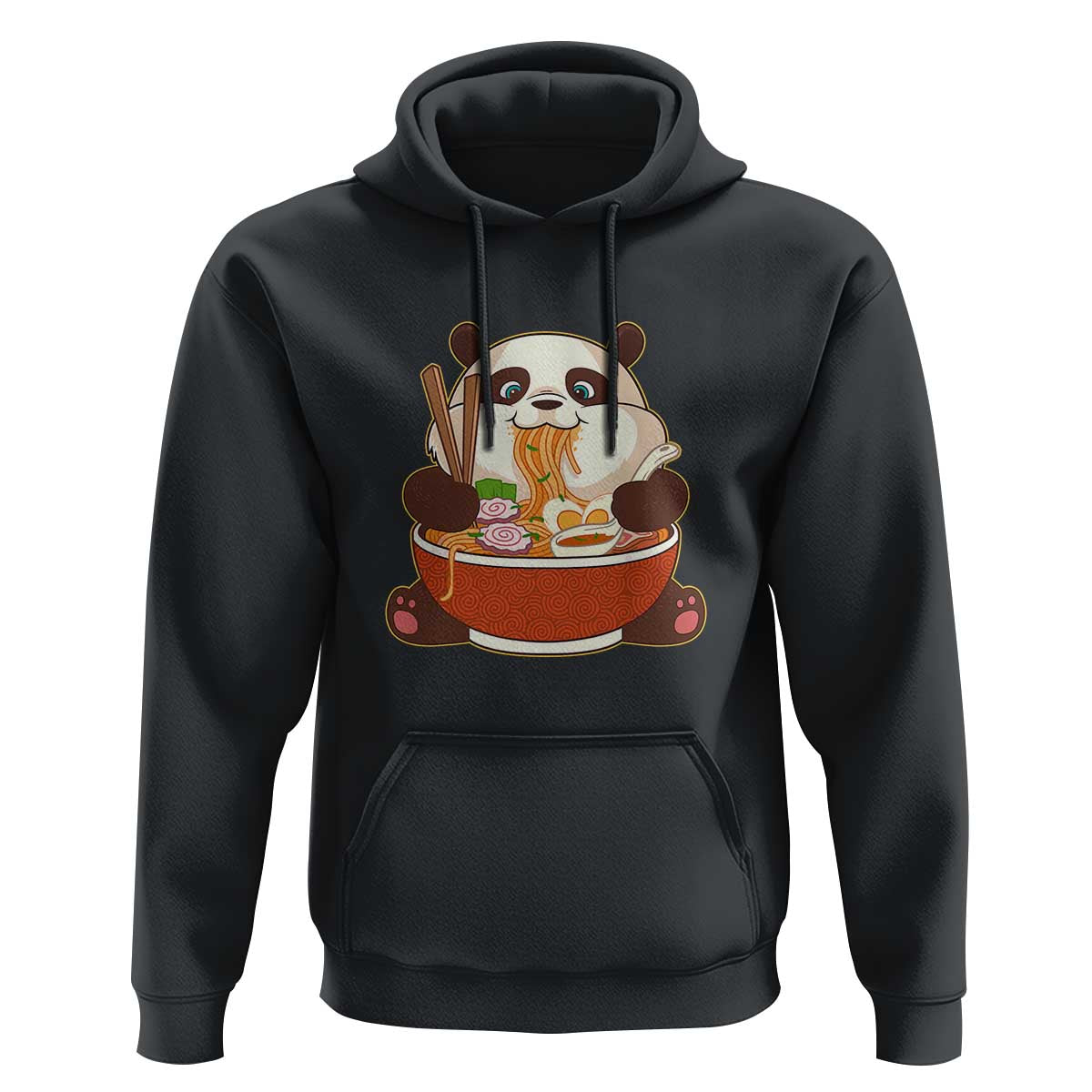 Kawaii Panda Eating Ramen Graphic Hoodie Otaku Japanese Noodle Cute Anime Lover - Wonder Print Shop