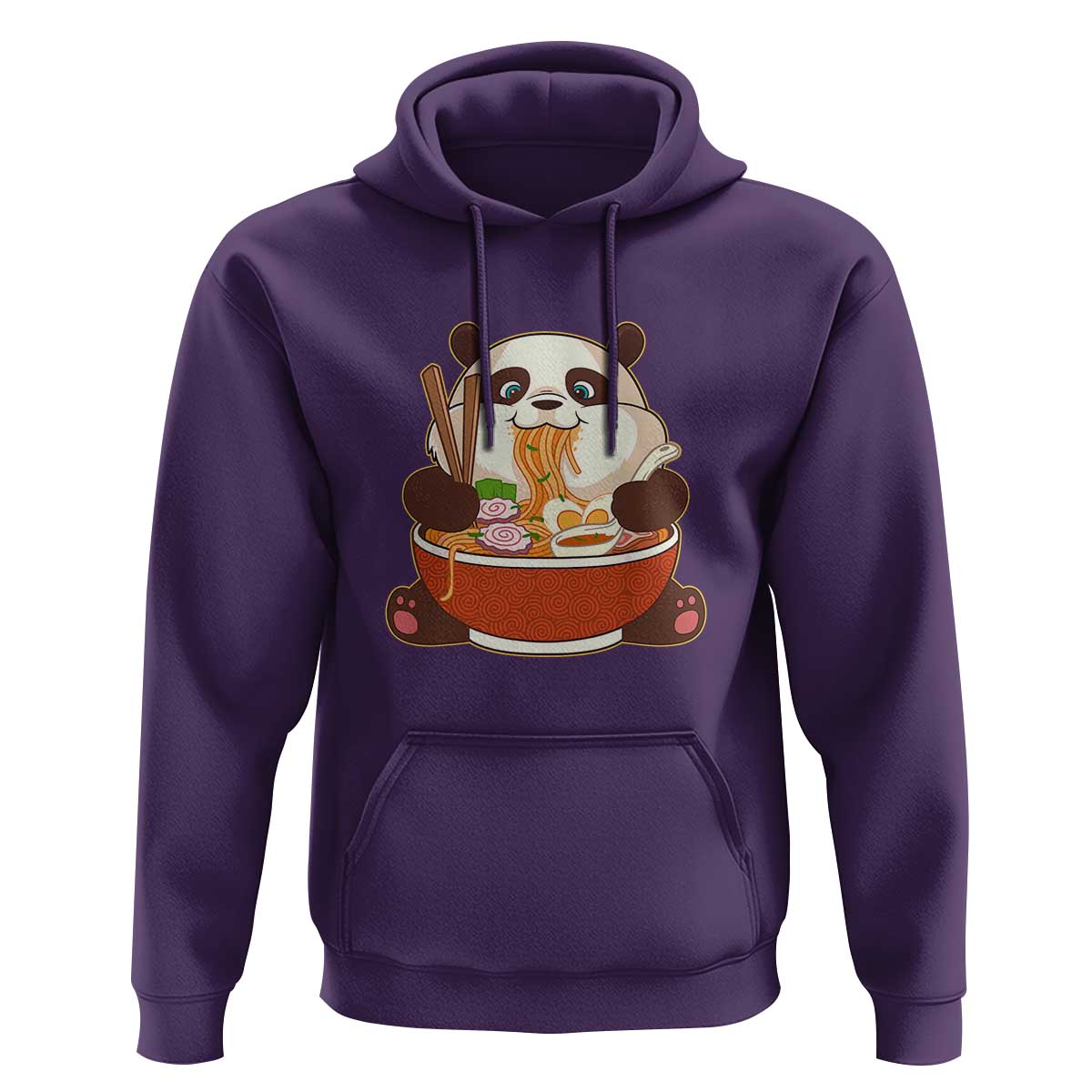 Kawaii Panda Eating Ramen Graphic Hoodie Otaku Japanese Noodle Cute Anime Lover - Wonder Print Shop
