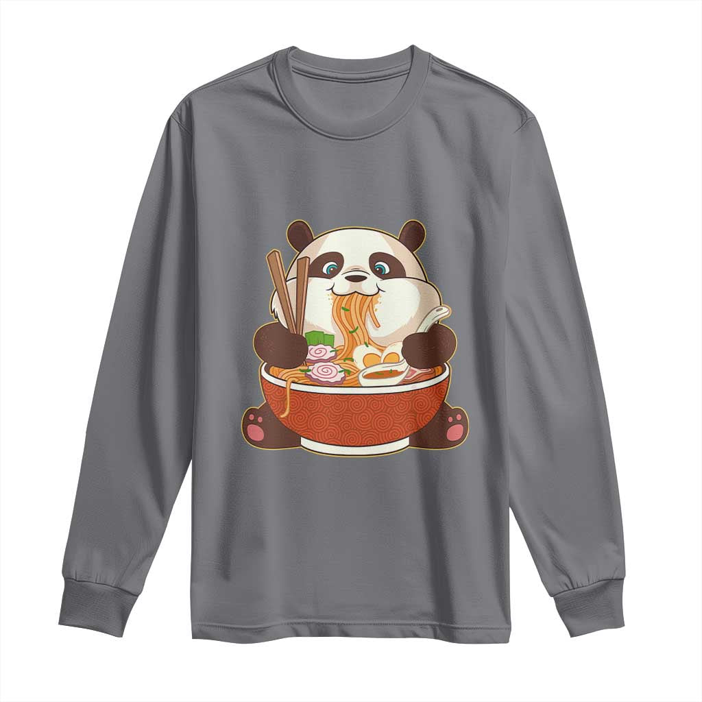 Kawaii Panda Eating Ramen Graphic Long Sleeve Shirt Otaku Japanese Noodle Cute Anime Lover - Wonder Print Shop