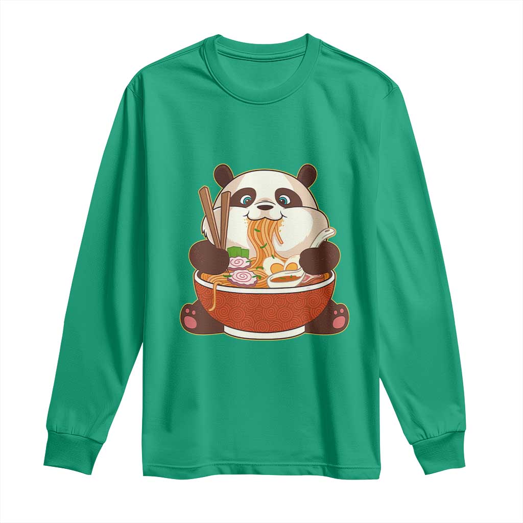 Kawaii Panda Eating Ramen Graphic Long Sleeve Shirt Otaku Japanese Noodle Cute Anime Lover - Wonder Print Shop