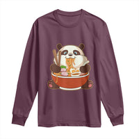 Kawaii Panda Eating Ramen Graphic Long Sleeve Shirt Otaku Japanese Noodle Cute Anime Lover - Wonder Print Shop