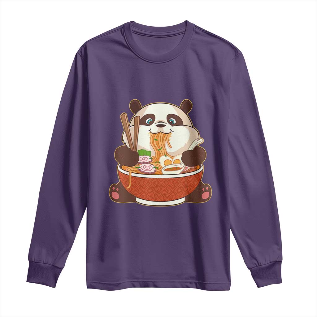 Kawaii Panda Eating Ramen Graphic Long Sleeve Shirt Otaku Japanese Noodle Cute Anime Lover - Wonder Print Shop