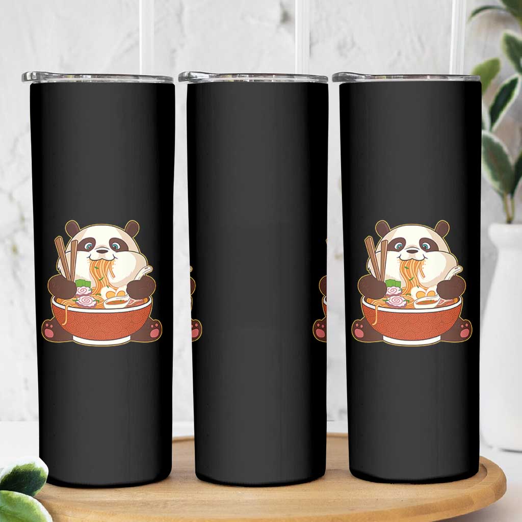 Kawaii Panda Eating Ramen Graphic Skinny Tumbler Otaku Japanese Noodle Cute Anime Lover - Wonder Print Shop