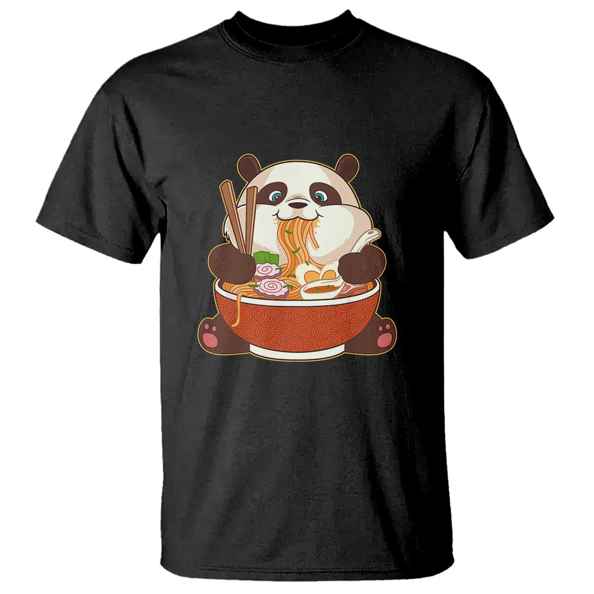 Kawaii Panda Eating Ramen Graphic T Shirt Otaku Japanese Noodle Cute Anime Lover - Wonder Print Shop