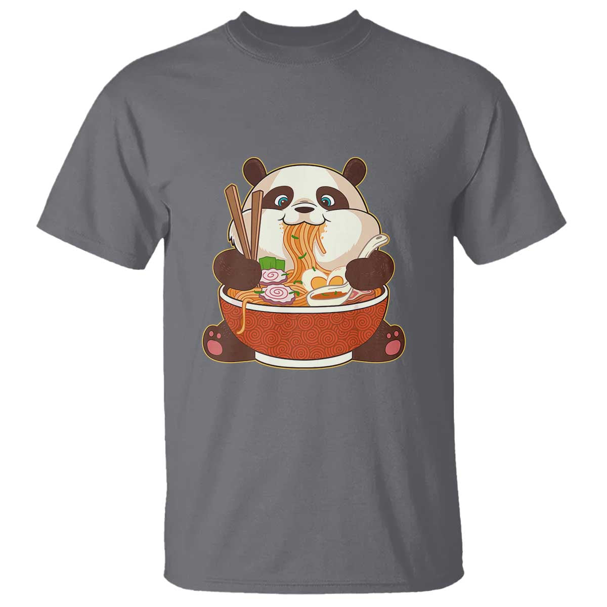Kawaii Panda Eating Ramen Graphic T Shirt Otaku Japanese Noodle Cute Anime Lover - Wonder Print Shop