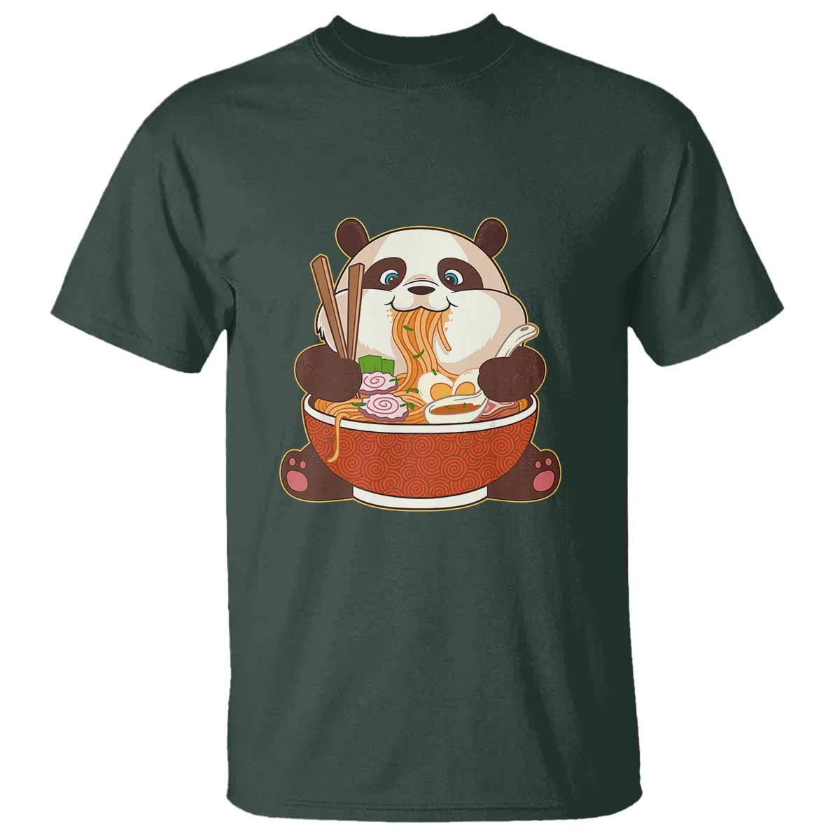 Kawaii Panda Eating Ramen Graphic T Shirt Otaku Japanese Noodle Cute Anime Lover - Wonder Print Shop