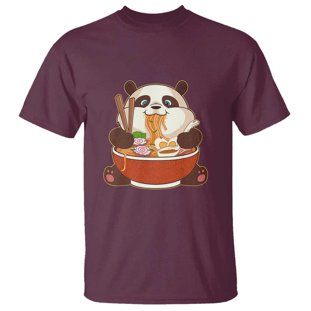 Kawaii Panda Eating Ramen Graphic T Shirt Otaku Japanese Noodle Cute Anime Lover - Wonder Print Shop