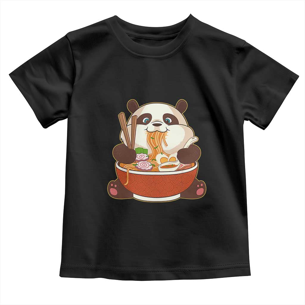 Kawaii Panda Eating Ramen Graphic Toddler T Shirt Otaku Japanese Noodle Cute Anime Lover - Wonder Print Shop