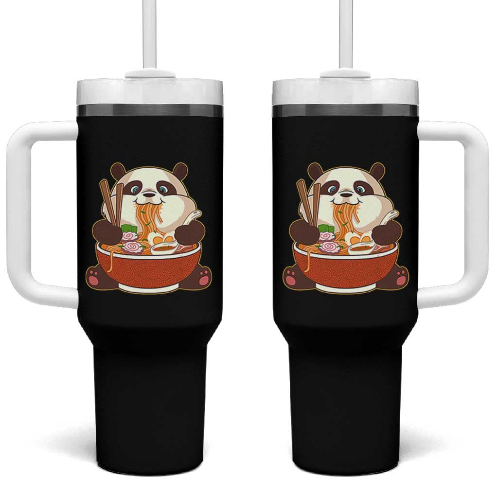 Kawaii Panda Eating Ramen Graphic Tumbler With Handle Otaku Japanese Noodle Cute Anime Lover - Wonder Print Shop