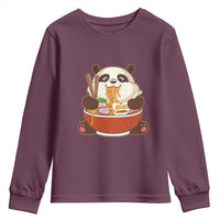 Kawaii Panda Eating Ramen Graphic Youth Sweatshirt Otaku Japanese Noodle Cute Anime Lover - Wonder Print Shop
