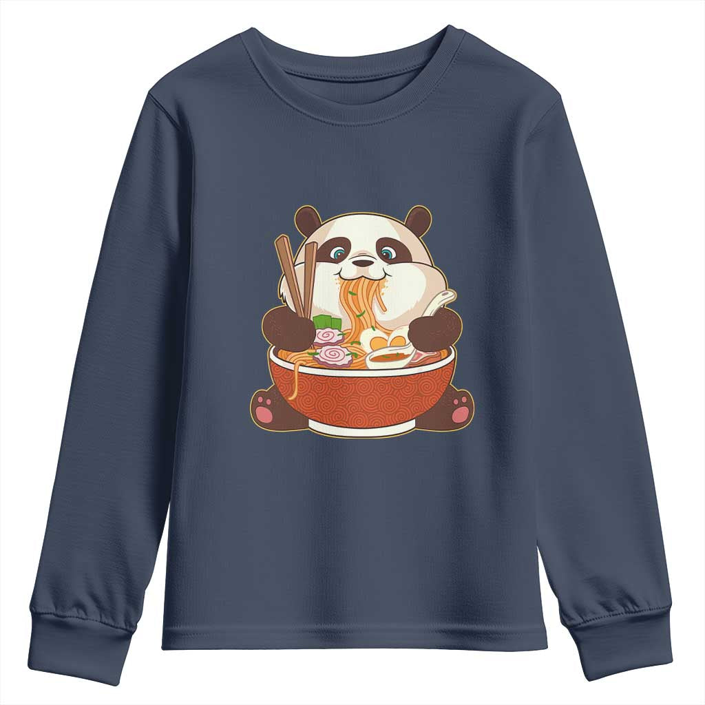 Kawaii Panda Eating Ramen Graphic Youth Sweatshirt Otaku Japanese Noodle Cute Anime Lover - Wonder Print Shop
