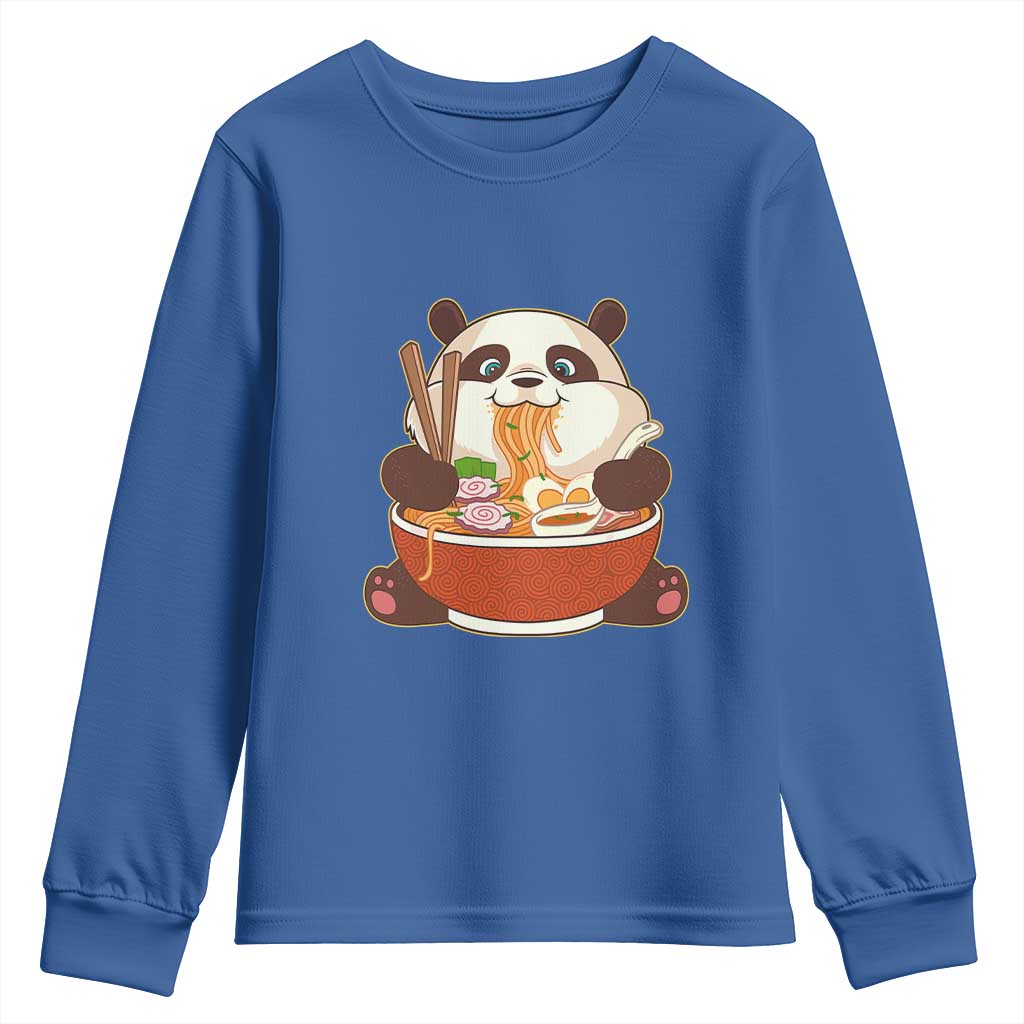 Kawaii Panda Eating Ramen Graphic Youth Sweatshirt Otaku Japanese Noodle Cute Anime Lover - Wonder Print Shop