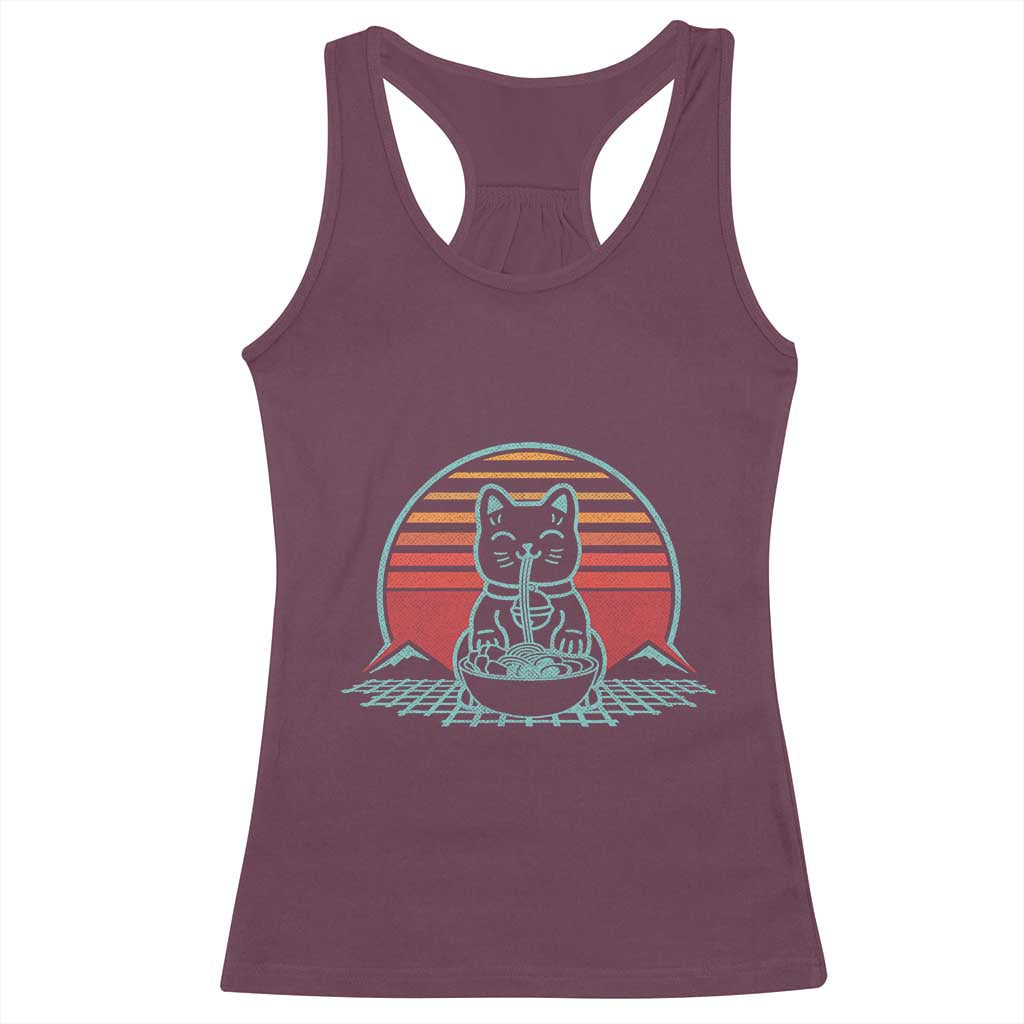 Retro Kawaii Cat Ramen Racerback Tank Top Anime Otaku Japanese Noodles Lover Aesthetic