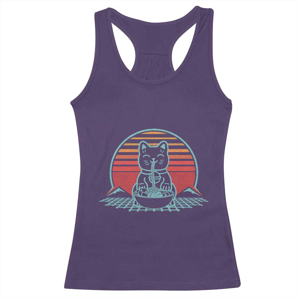 Retro Kawaii Cat Ramen Racerback Tank Top Anime Otaku Japanese Noodles Lover Aesthetic