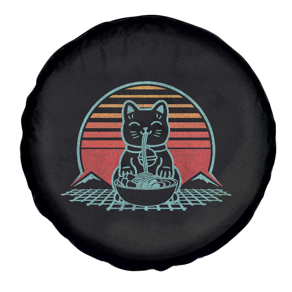 Retro Kawaii Cat Ramen Spare Tire Cover Anime Otaku Japanese Noodles Lover Aesthetic