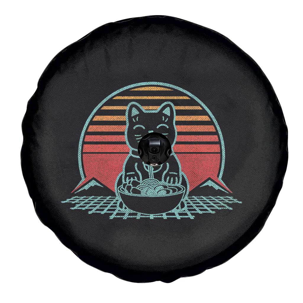 Retro Kawaii Cat Ramen Spare Tire Cover Anime Otaku Japanese Noodles Lover Aesthetic