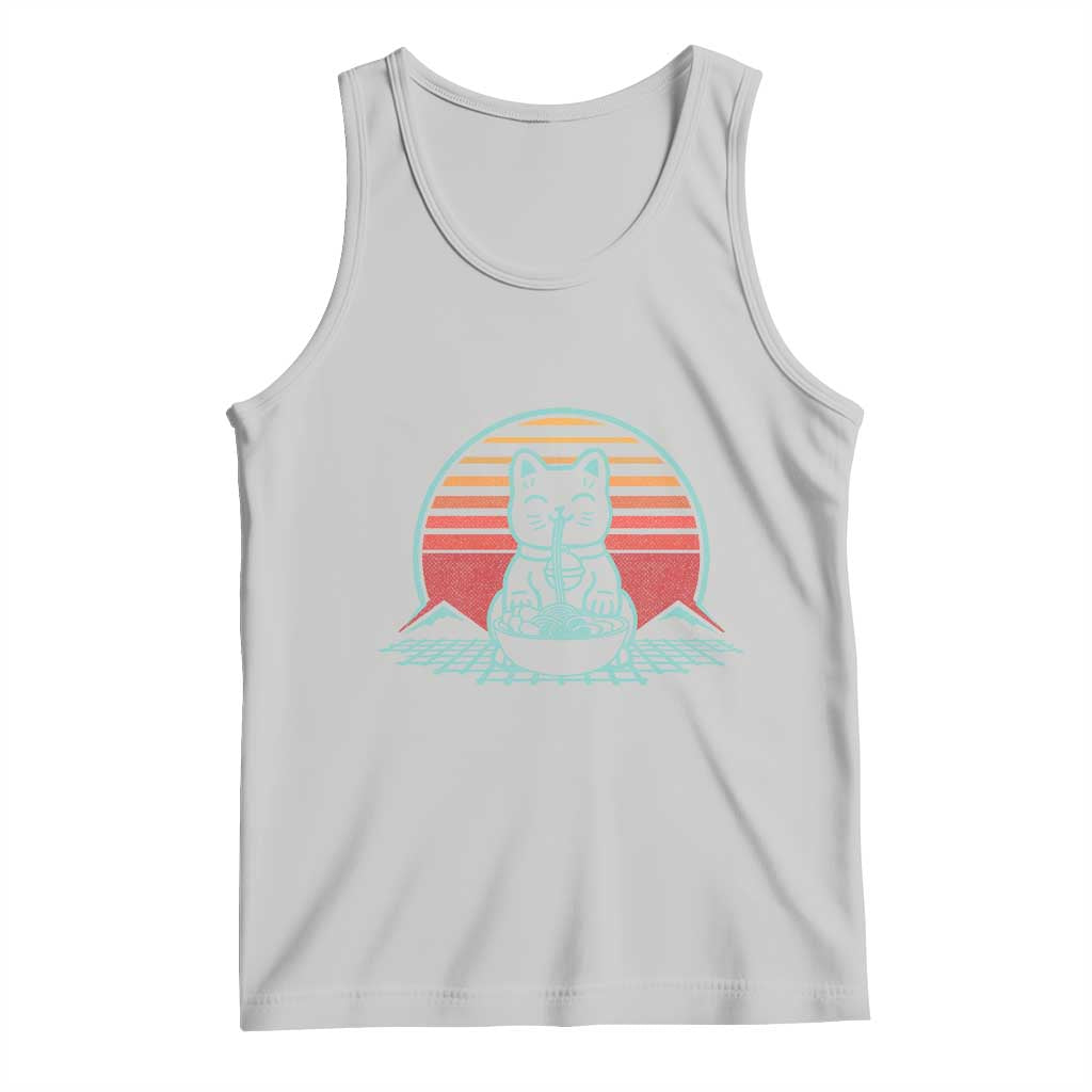 Retro Kawaii Cat Ramen Tank Top Anime Otaku Japanese Noodles Lover Aesthetic