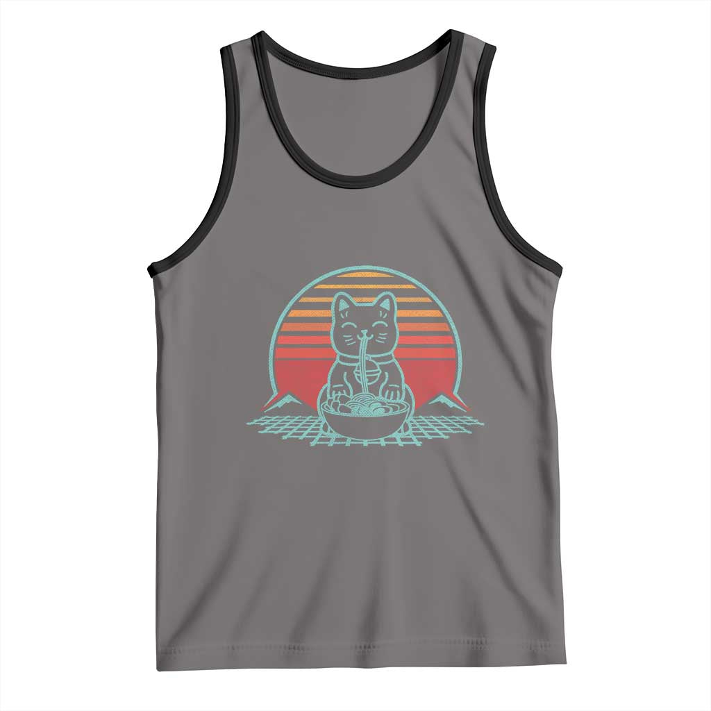 Retro Kawaii Cat Ramen Tank Top Anime Otaku Japanese Noodles Lover Aesthetic