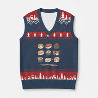Kawaii Sushi Set V-Neck Knit Sweater Vest Japanese Food Lover Anime Otaku Manga - Wonder Print Shop