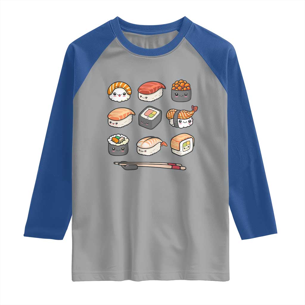 Kawaii Sushi Set Raglan Shirt Japanese Food Lover Anime Otaku Manga