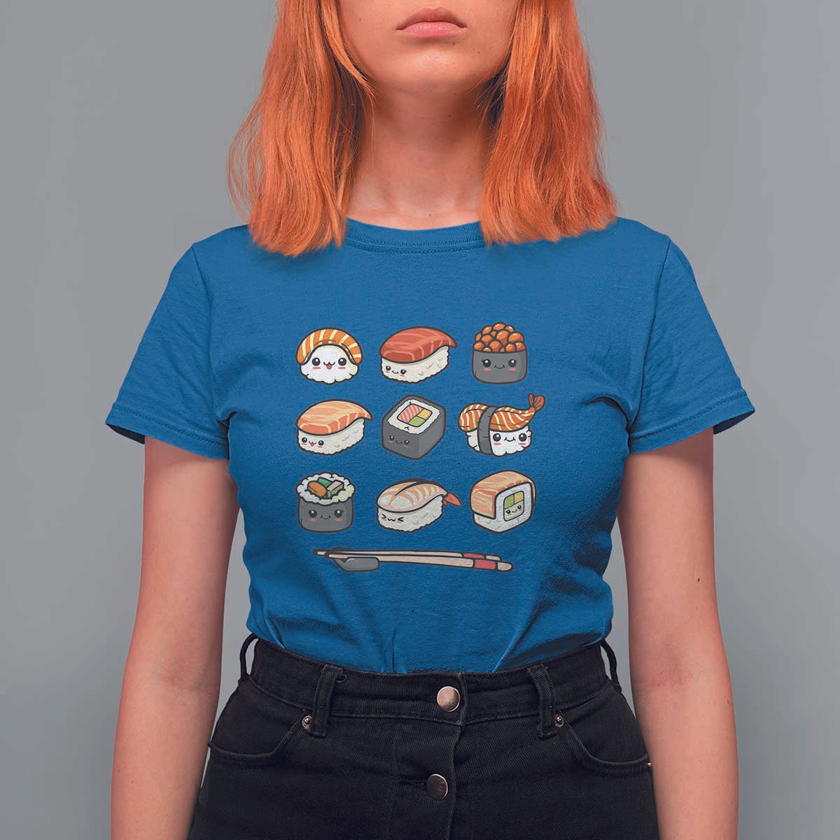 Kawaii Sushi Set T Shirt For Women Japanese Food Lover Anime Otaku Manga