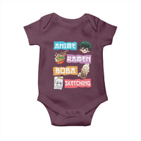 Anime Ramen Boba Sketching Baby Onesie Kawaii Otaku Anime Manga Japanese Pop Culture Cute Graphic