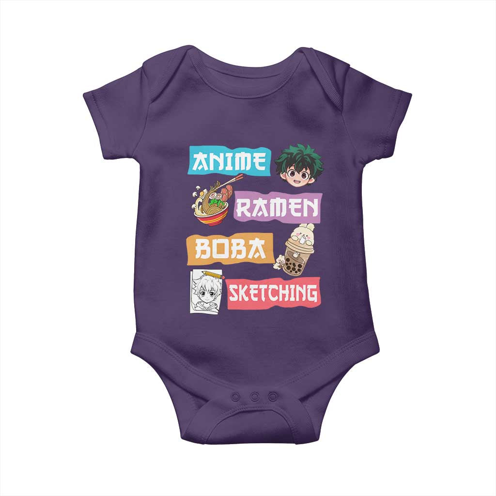 Anime Ramen Boba Sketching Baby Onesie Kawaii Otaku Anime Manga Japanese Pop Culture Cute Graphic