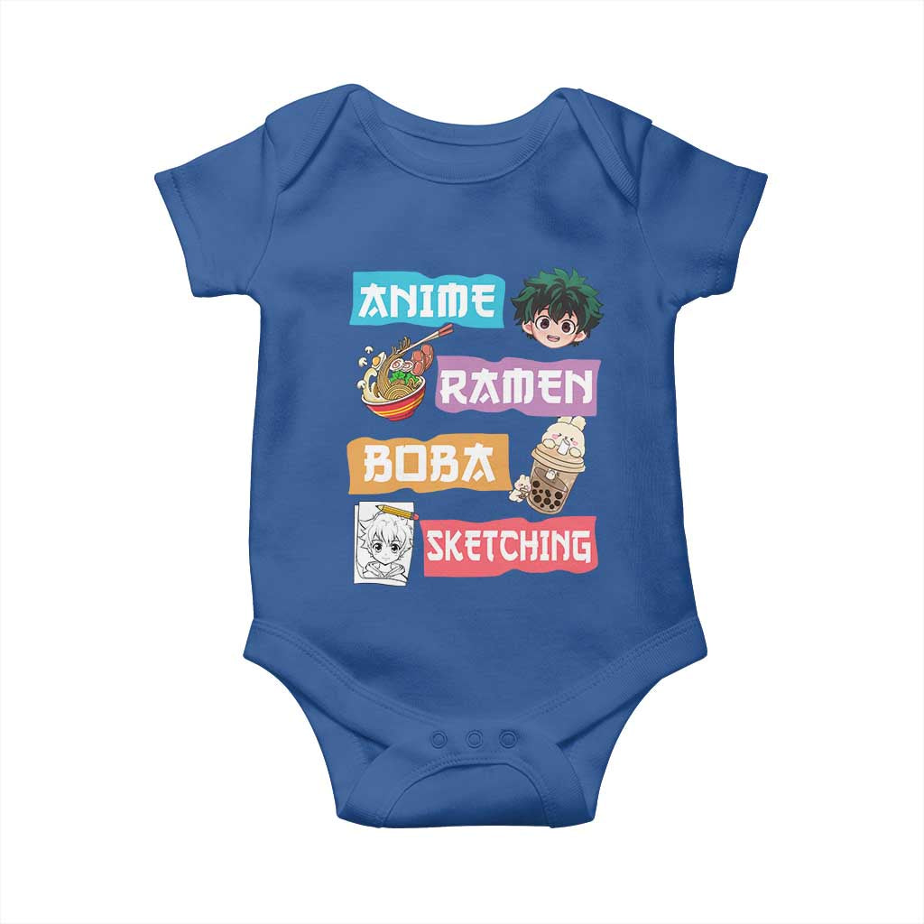 Anime Ramen Boba Sketching Baby Onesie Kawaii Otaku Anime Manga Japanese Pop Culture Cute Graphic