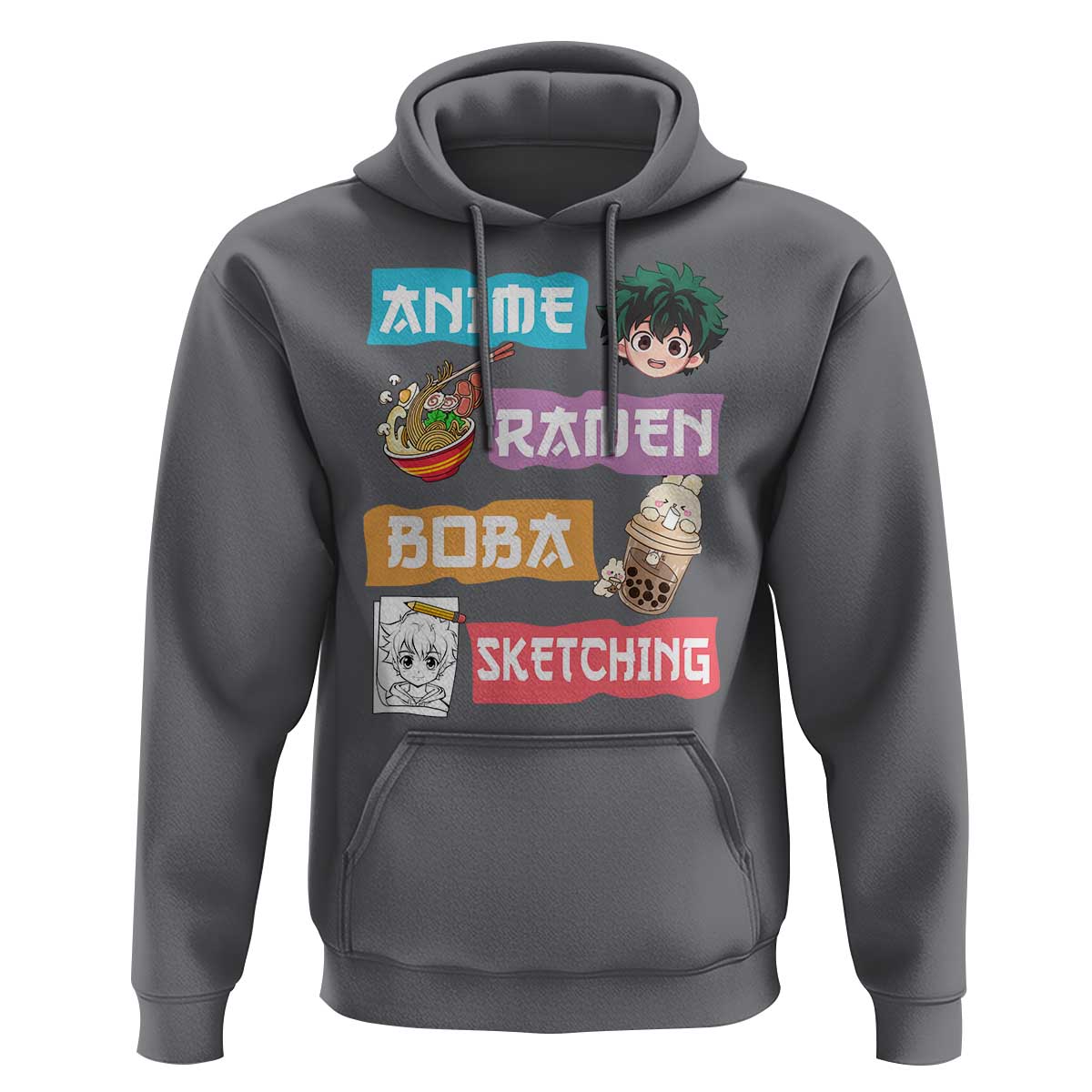 Anime Ramen Boba Sketching Hoodie Kawaii Otaku Anime Manga Japanese Pop Culture Cute Graphic