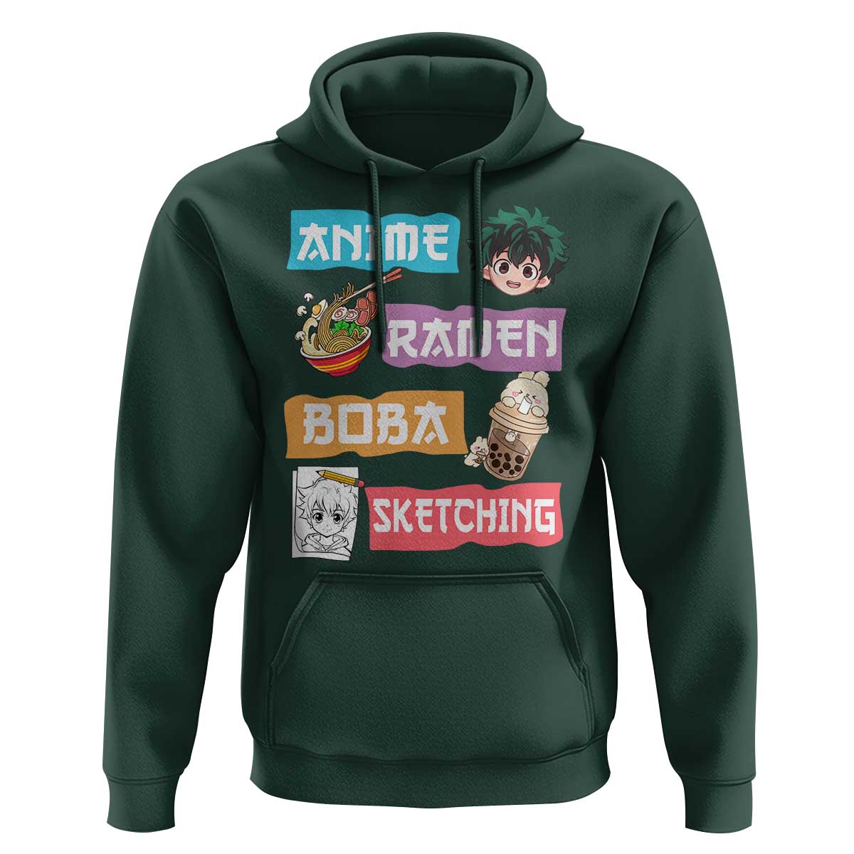 Anime Ramen Boba Sketching Hoodie Kawaii Otaku Anime Manga Japanese Pop Culture Cute Graphic