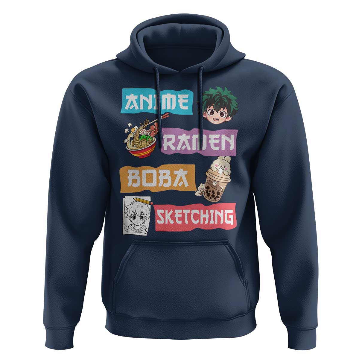Anime Ramen Boba Sketching Hoodie Kawaii Otaku Anime Manga Japanese Pop Culture Cute Graphic