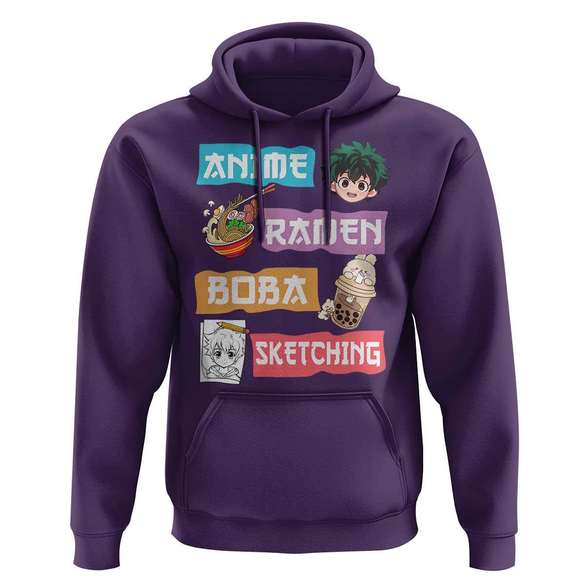 Anime Ramen Boba Sketching Hoodie Kawaii Otaku Anime Manga Japanese Pop Culture Cute Graphic