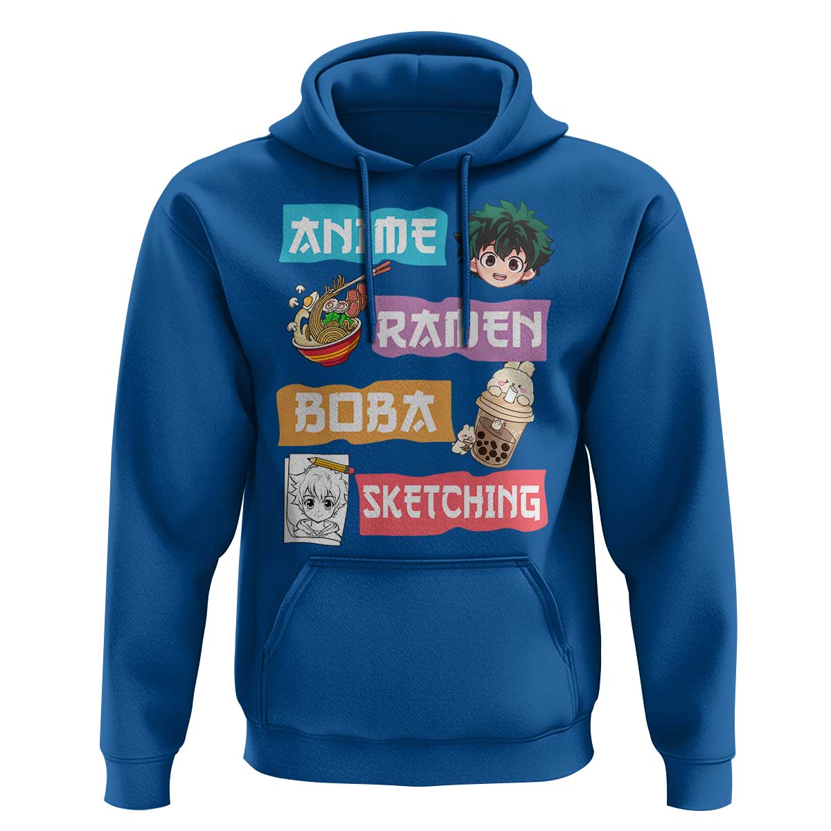 Anime Ramen Boba Sketching Hoodie Kawaii Otaku Anime Manga Japanese Pop Culture Cute Graphic