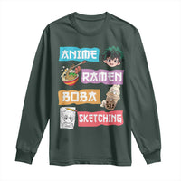 Anime Ramen Boba Sketching Long Sleeve Shirt Kawaii Otaku Anime Manga Japanese Pop Culture Cute Graphic