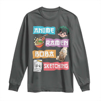 Anime Ramen Boba Sketching Long Sleeve Shirt Kawaii Otaku Anime Manga Japanese Pop Culture Cute Graphic