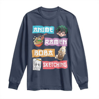 Anime Ramen Boba Sketching Long Sleeve Shirt Kawaii Otaku Anime Manga Japanese Pop Culture Cute Graphic