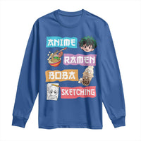Anime Ramen Boba Sketching Long Sleeve Shirt Kawaii Otaku Anime Manga Japanese Pop Culture Cute Graphic