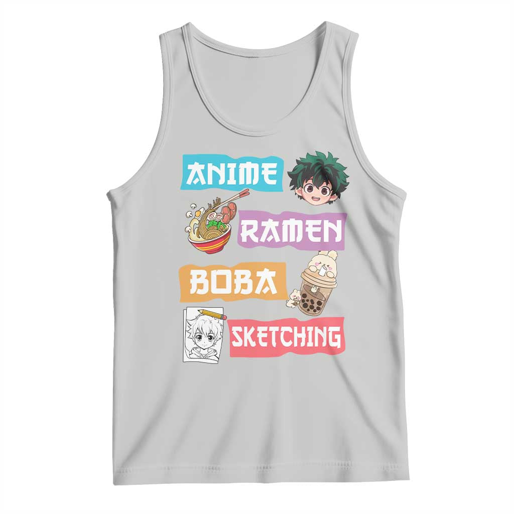 Anime Ramen Boba Sketching Tank Top Kawaii Otaku Anime Manga Japanese Pop Culture Cute Graphic