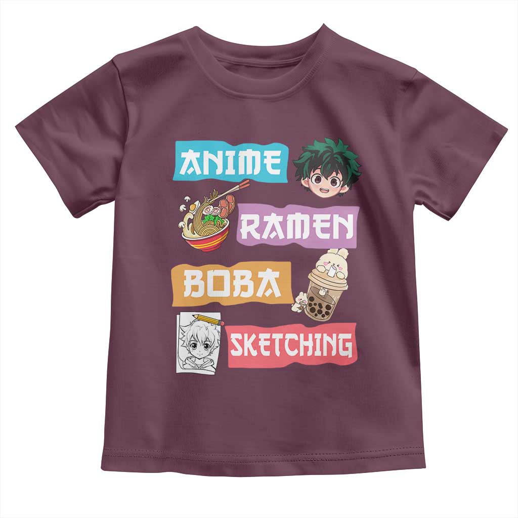 Anime Ramen Boba Sketching Toddler T Shirt Kawaii Otaku Anime Manga Japanese Pop Culture Cute Graphic