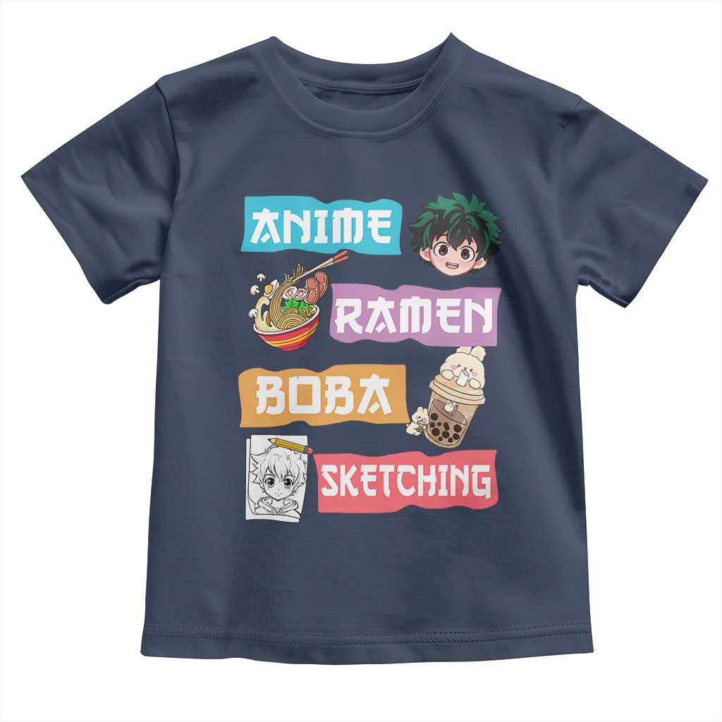 Anime Ramen Boba Sketching Toddler T Shirt Kawaii Otaku Anime Manga Japanese Pop Culture Cute Graphic